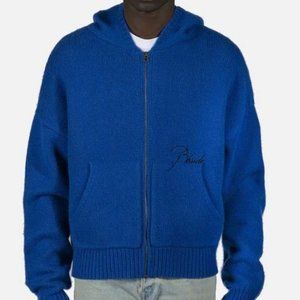 Rhude Hoodie Sweater Wool Cashmere Mens Knit Woven Zip Up Winter